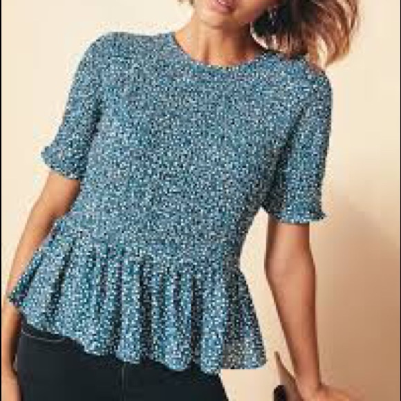 🆕 Ann Taylor Fiesta Dot Smocked Peplum Ruffle Top - Picture 3 of 14